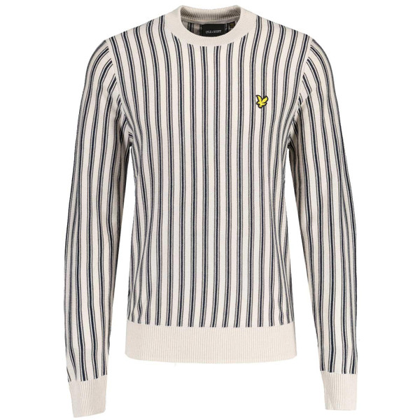 Lyle And Scott Retro Vertical Stripe Knit Crew Neck Jumper in Cove KN2101VC