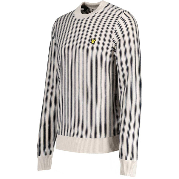 Lyle And Scott Men's Vertical Stripe Knit Crew Neck Jumper in Cove KN2101VC