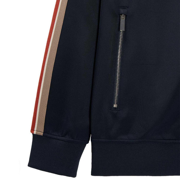 Weekend Offender Sainz 90s Indie Tricot Stripe Taped Sleeve Track Top in Navy