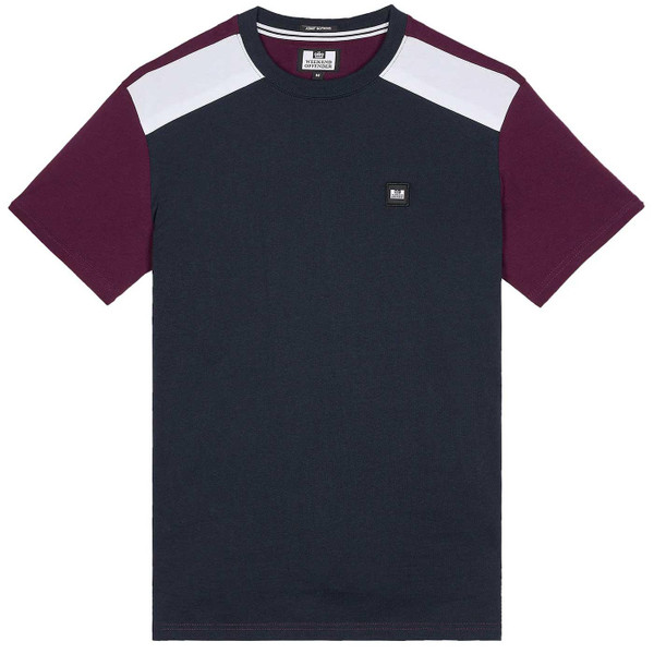 Weekend Offender Lederle Colour Block Panel t-shirt in Navy