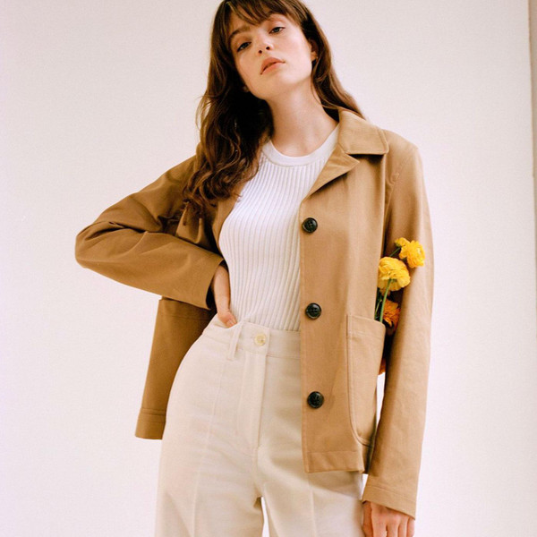 Gloverall Charlotte Women's 1960s Mod Made in England Work Jacket in Stone