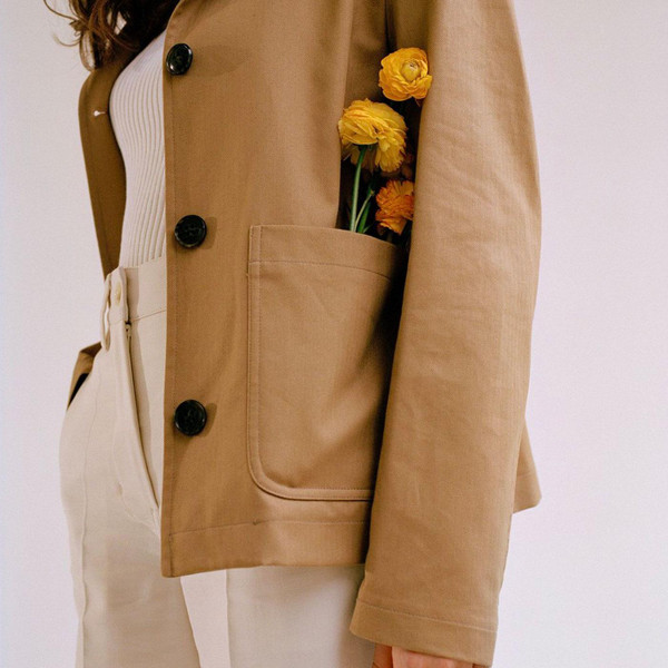 Gloverall Charlotte Women's Made in England Retro Work Jacket in Stone