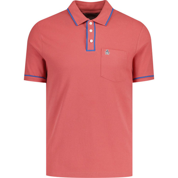 original penguin mens earl tipped sticker pete chest pocket polo tshirt mineral red