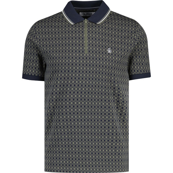 original penguin mens jacquard knit argyle zip neck polo tshirt dusty olive original penguin mens jacquard knit argyle zip neck polo tshirt dusty olive
