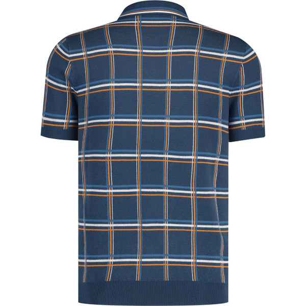 original penguin mens 1/4 zip retro plaid knitted polo tshirt sargasso sea