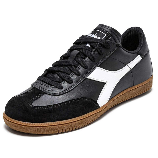 Diadora Leather Terrace Trainers in Black and White 501.181246 C0641