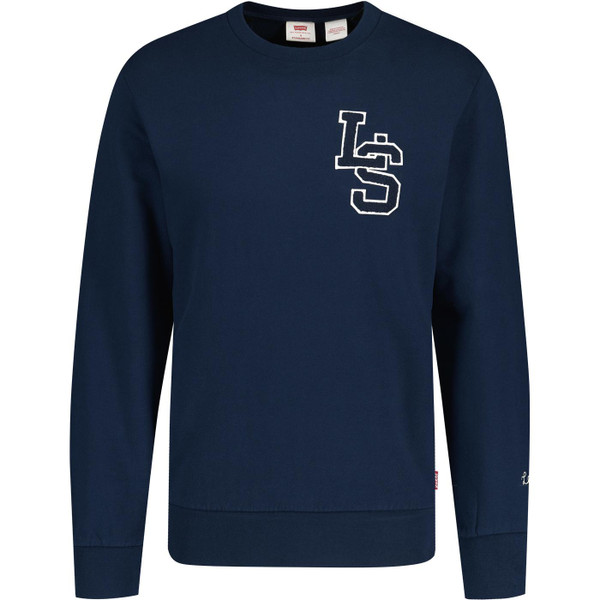levis mens letterman graphic applique crew neck sweatshirt navy