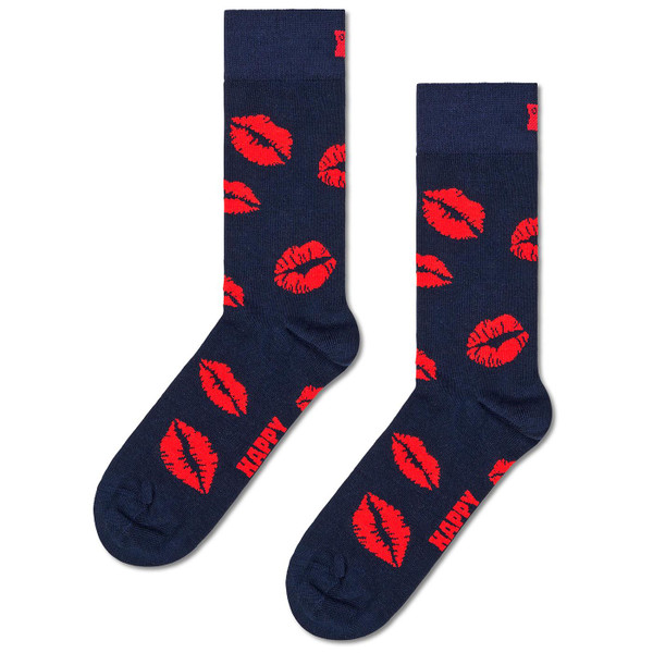 Happy Socks Men's Red Lips Kisses Socks in Navy P001526