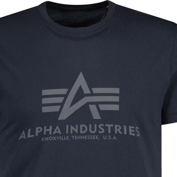 alpha industries mens retro basic logo print tshirt rep blue