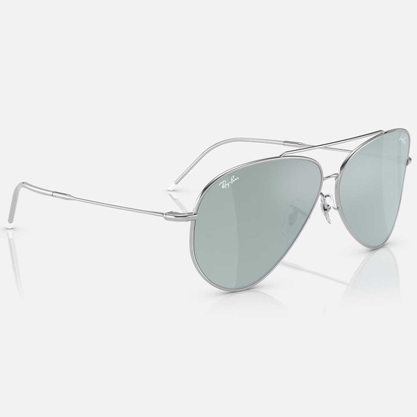 Ray-Ban Lenny Kravitz x Aviator Reverse Sunglasses in Polished Silver with Silver Lens