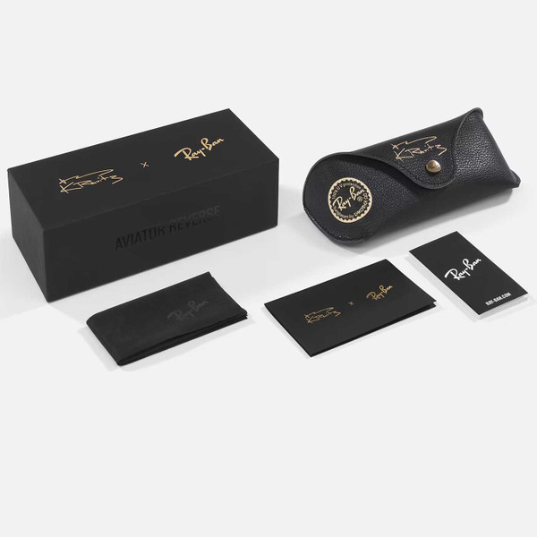 Ray-Ban Lenny Kravitz x Aviator Reverse Sunglasses in Polished Silver with Box