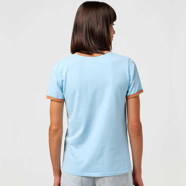 Wrangler Women's Retro 1970s Horse Graphic Stripe Ringer T-shirt in Blue 112351585