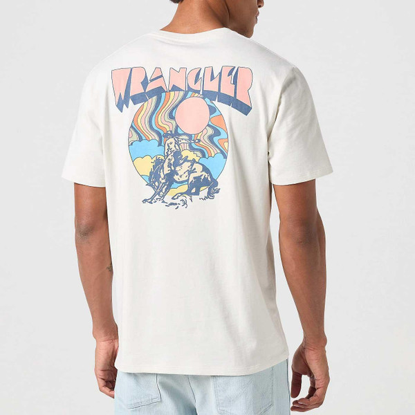 Wrangler Retro 1970s Western Cowboy Back Print Tee in Vintage White