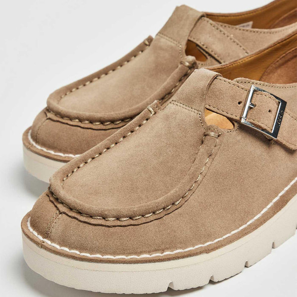 Pod Original Women's Wonder Retro 1970s Suede Leather T-Bar Shoes in Olive
