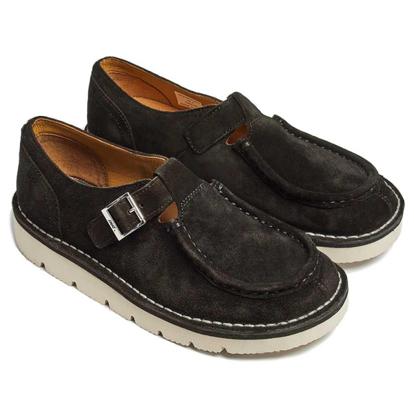 Pod Original Women's Wonder Retro Suede Leather T-Bar Shoes in Black