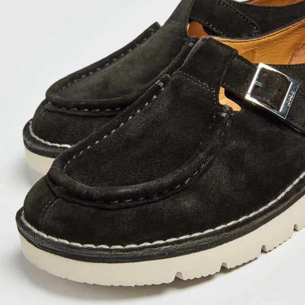 Pod Original Wonder Suede Leather T-Bar Shoes in Black