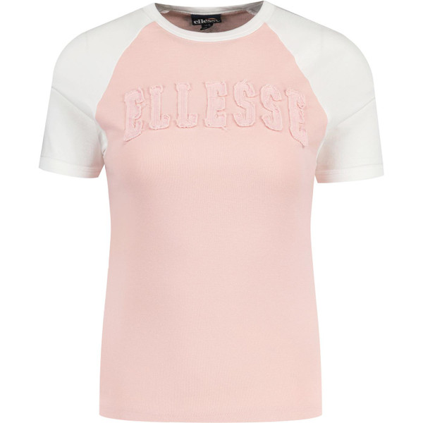 ellesse womens brinley logo applique raglan sleeve tshirt light pink white