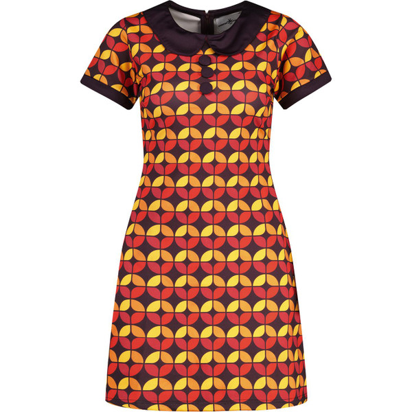 madcap england womens dollierocker circle pattern 60s mod dress black coffee