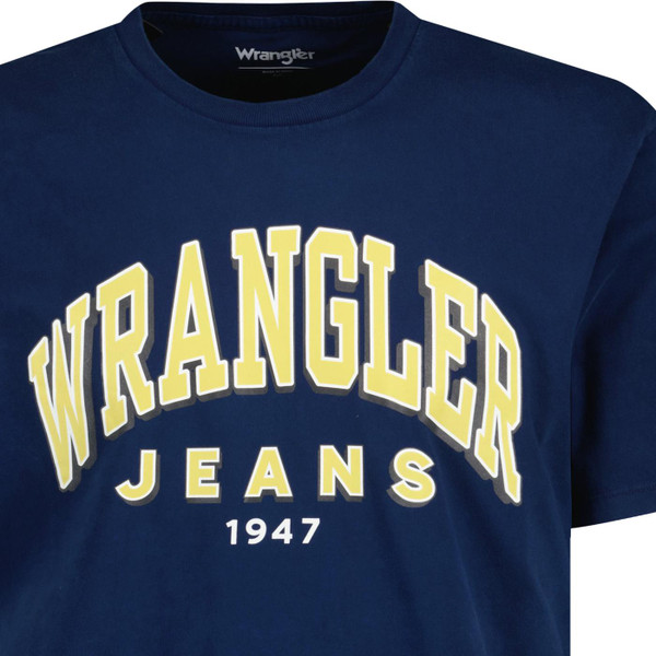 wrangler mens retro logo graphic crew neck thsirt navy