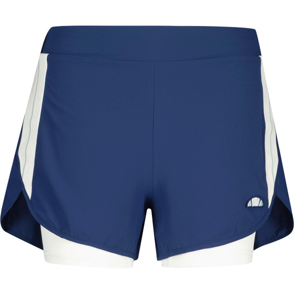 ellesse womens atlanta contrast details 2-in-1 running sports shorts navy gardenia