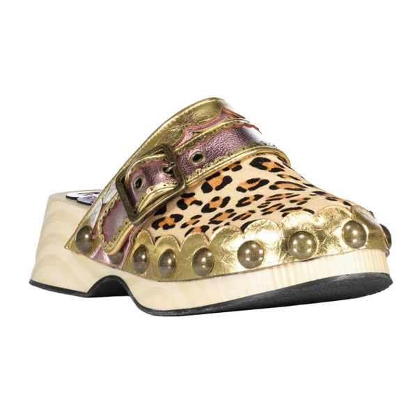Irregular Choice Clever Clog in Gold and Beige
