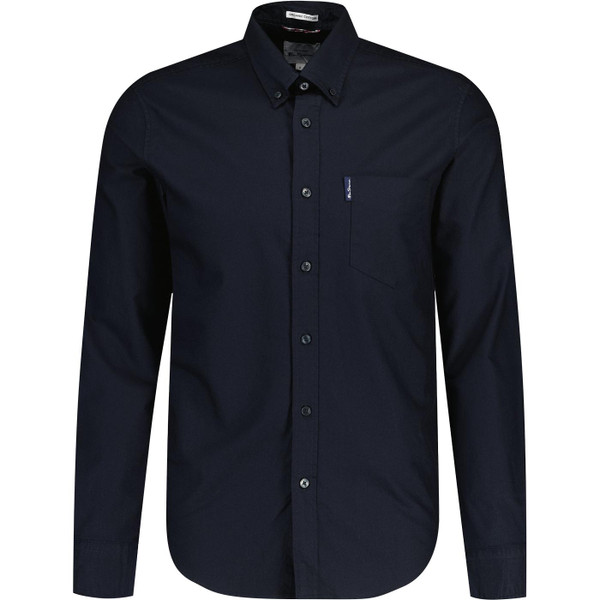 ben sherman mens 60s mod button down plain coloured cotton oxford long sleeve shirt black