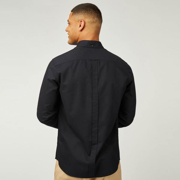 Ben sherman mens 60s mod button down plain coloured cotton oxford long sleeve shirt black