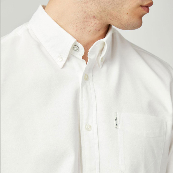 ben sherman mens 60s mod button down long sleeve cotton oxford shirt white