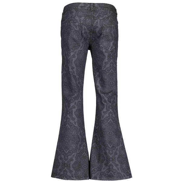Madcap England Paisley Rock Retro 1970s Bell Bottom Flares in Grey/Black MC278