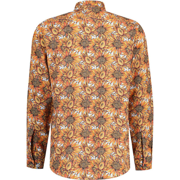 guide london mens retro sunflower print long sleeve tencel shirt orange blue