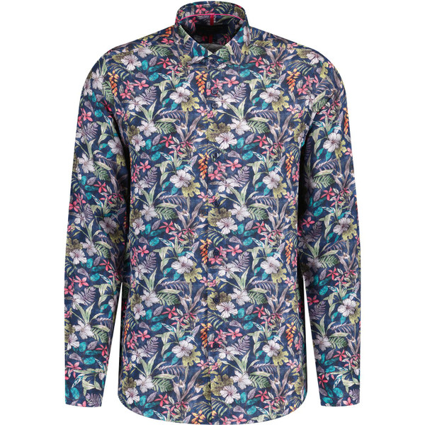guide london mens multicoloured bold floral print tencel long sleeve shirt navy