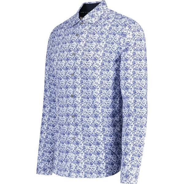french connection mens confetti floral print retro long sleeve shirt white blue