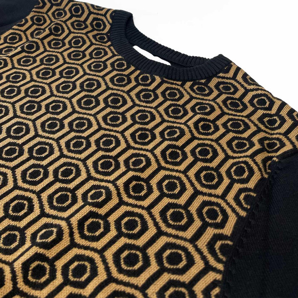 Overlook Honeycomb Retro 1970s Knitted T-shirt in Fall Leaf by Madcap England