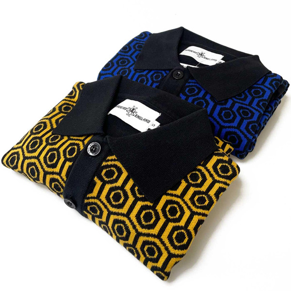 Madcap England Overlook Men's Mod Honeycomb Knit Polo Cardigans