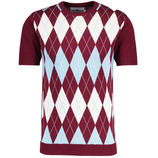Madcap England Blaine Mod Argyle Knitted T-shirt in Zinfandel MC1106