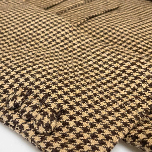 Dylan Brushed Dogtooth Men's Retro Suit Blazer Jacket in Chocolate Brown by Madcap England