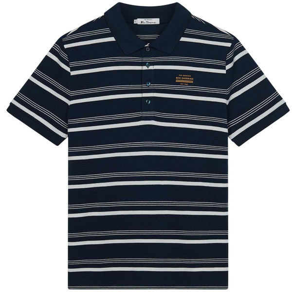 Ben Sherman Fine Stripe Pique Polo Shirt in Navy 0075872 025