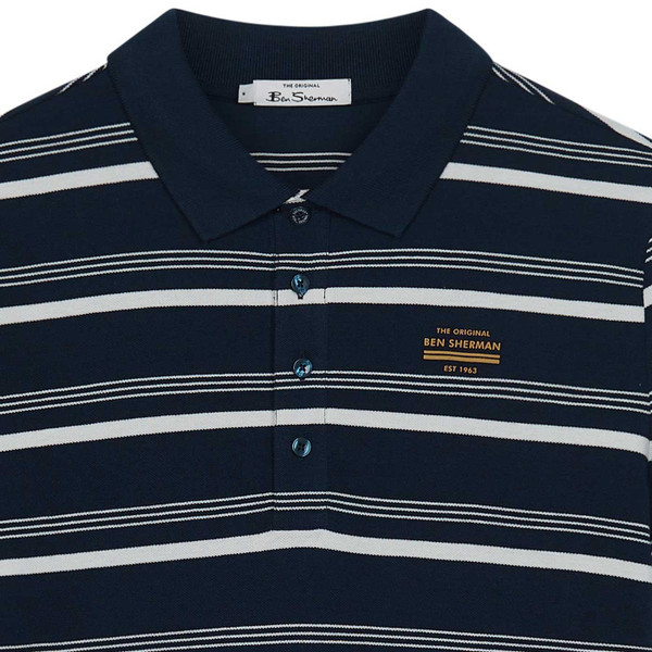 Ben Sherman Mod Fine Stripe Pique Polo Shirt in Navy 0075872 025