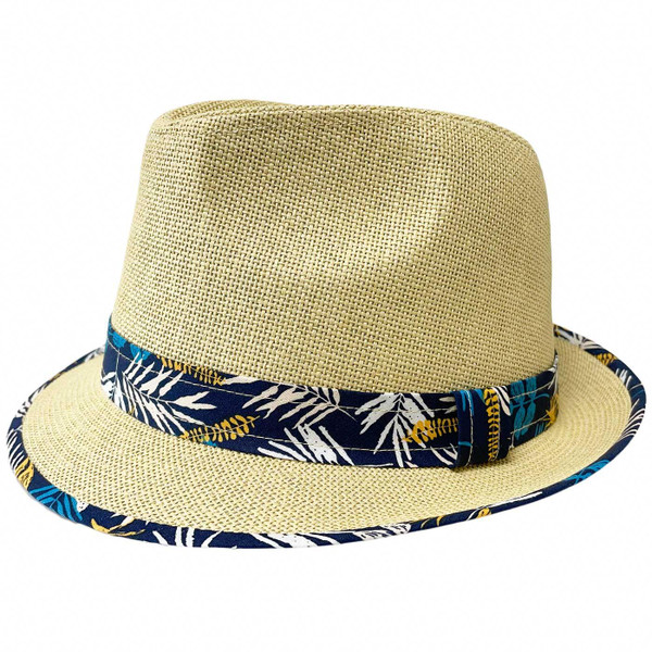 Failsworth Malibu Floral Trim Woven Trilby Hat in Straw