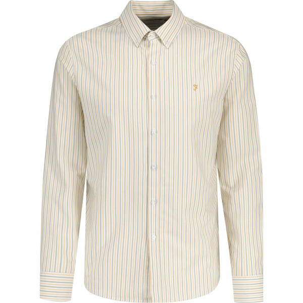 farah vintage mens brewer mod stripe casual fit long sleeve oxford shirt moss green