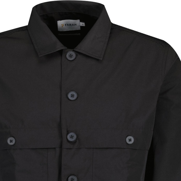 farah vintage mens lamont lightweight button through shacket black