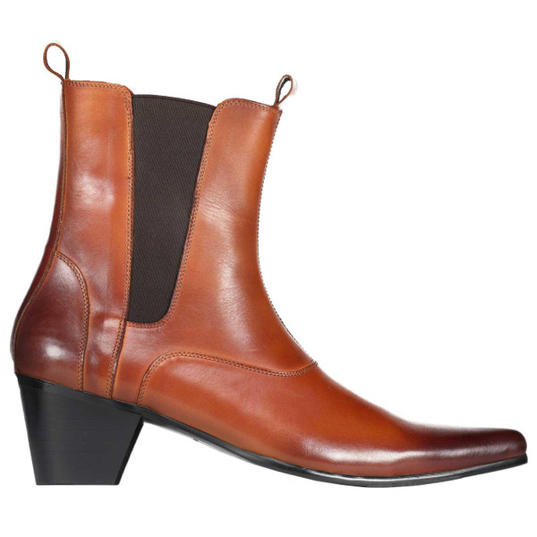 Madcap England Outlaw Leather Mod Cuban Heel Chelsea Boots in Tan Madcap England Outlaw Leather Mod Cuban Heel Chelsea Boots in Tan