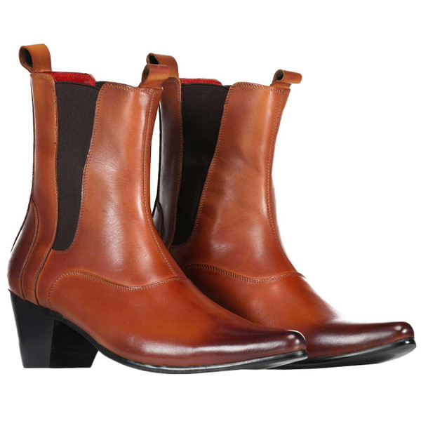 Madcap England Outlaw Leather 60s Mod Cuban Heel Chelsea Boots in Tan Madcap England Outlaw Leather 60s Mod Cuban Heel Chelsea Boots in Tan