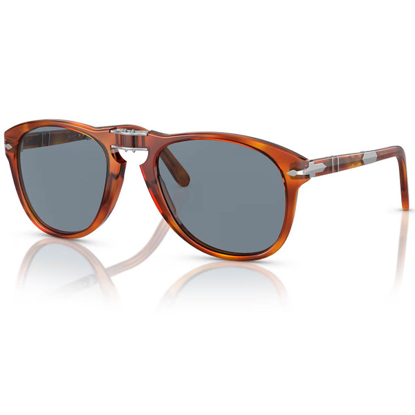 Persol 714SM Steve McQueen Foldable Retro Sunglasses in Terra Di Siena with Light Blue Lens Persol 714SM Steve McQueen Foldable Retro Sunglasses in Terra Di Siena with Light Blue Lens