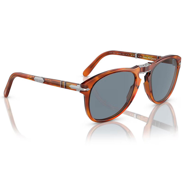 Persol 714SM Steve McQueen Foldable Sunglasses in Terra Di Siena and Light Blue Persol 714SM Steve McQueen Foldable Sunglasses in Terra Di Siena and Light Blue