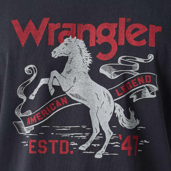 Wrangler Retro 1970s Americana Graphic Logo Tee in Faded Black 112350721