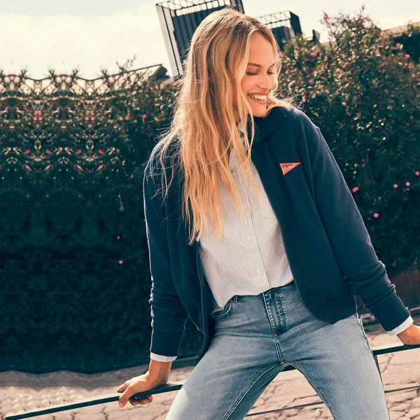 Wrangler Women's Indie Zip Front Sweatshirt in Navy 112351963