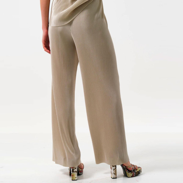 Louche Clothide Women's Pleated Wide Leg Trousers in Stone