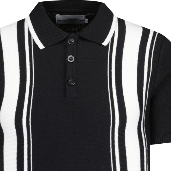 madcap england mens mod stripe knitted polo tshirt black white
