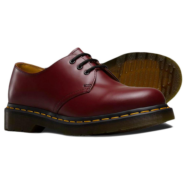 Dr Martens 1461 3 Eyelet Shoes in Cherry Red Smooth Leather